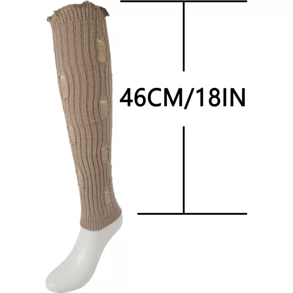 imageBomKinta Women Leg Warmers with Holes  Warm Ruffle Stripe Leg Sleeves  Winter Knee High Footless Socks1 Pair  Khaki