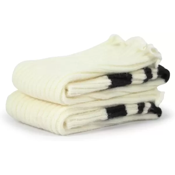 imageBomKinta Women Leg Warmers with Holes  Warm Ruffle Stripe Leg Sleeves  Winter Knee High Footless Socks1 Pair  Stripe Beige