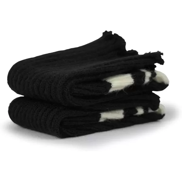 imageBomKinta Women Leg Warmers with Holes  Warm Ruffle Stripe Leg Sleeves  Winter Knee High Footless Socks1 Pair  Stripe Black