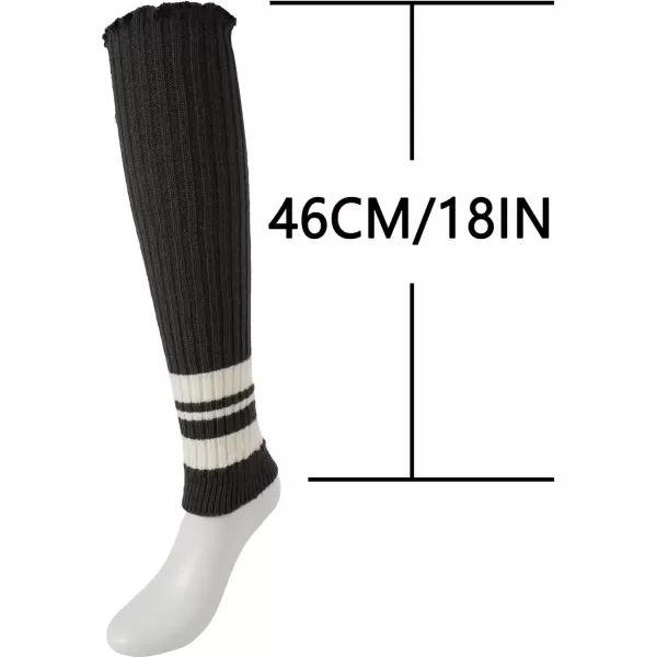 imageBomKinta Women Leg Warmers with Holes  Warm Ruffle Stripe Leg Sleeves  Winter Knee High Footless Socks1 Pair  Stripe Brownish