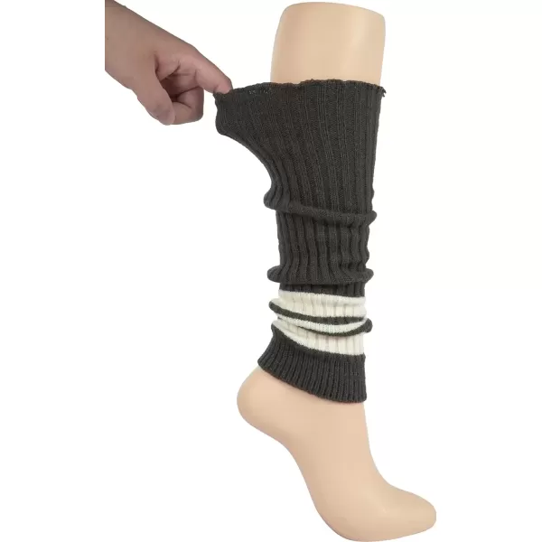 imageBomKinta Women Leg Warmers with Holes  Warm Ruffle Stripe Leg Sleeves  Winter Knee High Footless Socks1 Pair  Stripe Brownish