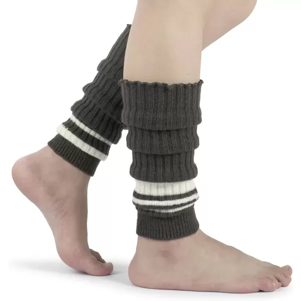 imageBomKinta Women Leg Warmers with Holes  Warm Ruffle Stripe Leg Sleeves  Winter Knee High Footless Socks1 Pair  Stripe Brownish