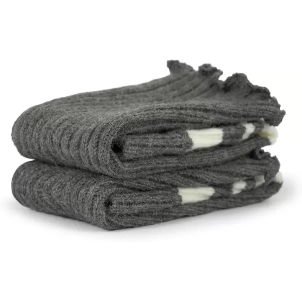 imageBomKinta Women Leg Warmers with Holes  Warm Ruffle Stripe Leg Sleeves  Winter Knee High Footless Socks1 Pair  Stripe Grey