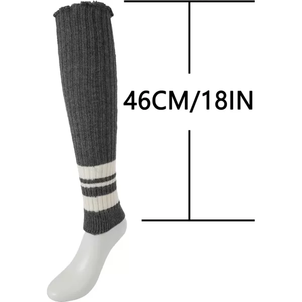 imageBomKinta Women Leg Warmers with Holes  Warm Ruffle Stripe Leg Sleeves  Winter Knee High Footless Socks1 Pair  Stripe Grey