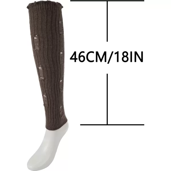 imageBomKinta Women Leg Warmers with Holes  Warm Ruffle Stripe Leg Sleeves  Winter Knee High Footless Socks2 Pairs  Brown Stripe Brownish