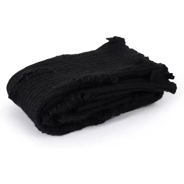 imageBomKinta Women Leg Warmers with Holes Warm Ruffle Leg Sleeves Winter Knee High Footless Socks1 Pair  Black