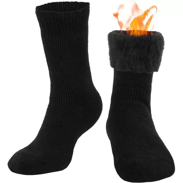 imageBomKinta Women Thermal Socks  Thick Boot Sock Warm Winter Crew Socks  Cozy Soft Christmas Socks Size 5101 Pair  Black