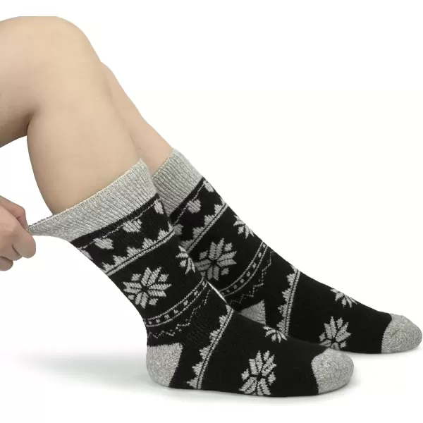 imageBomKinta Women Thermal Socks  Thick Boot Sock Warm Winter Crew Socks  Cozy Soft Christmas Socks Size 5101 Pair  Christmas Black