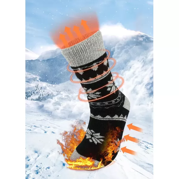 imageBomKinta Women Thermal Socks  Thick Boot Sock Warm Winter Crew Socks  Cozy Soft Christmas Socks Size 5101 Pair  Christmas Black