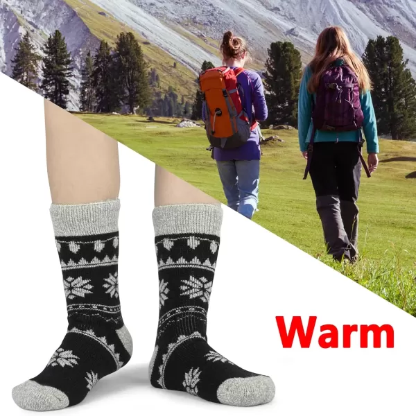 imageBomKinta Women Thermal Socks  Thick Boot Sock Warm Winter Crew Socks  Cozy Soft Christmas Socks Size 5101 Pair  Christmas Black
