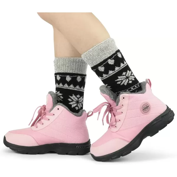 imageBomKinta Women Thermal Socks  Thick Boot Sock Warm Winter Crew Socks  Cozy Soft Christmas Socks Size 5101 Pair  Christmas Black