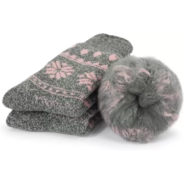 imageBomKinta Women Thermal Socks  Thick Boot Sock Warm Winter Crew Socks  Cozy Soft Christmas Socks Size 5101 Pair  Christmas Pink