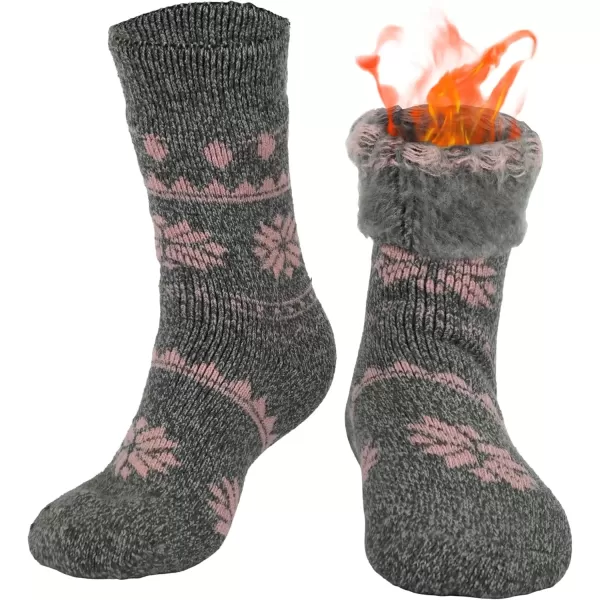 imageBomKinta Women Thermal Socks  Thick Boot Sock Warm Winter Crew Socks  Cozy Soft Christmas Socks Size 5101 Pair  Christmas Pink