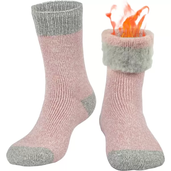 imageBomKinta Women Thermal Socks  Thick Boot Sock Warm Winter Crew Socks  Cozy Soft Christmas Socks Size 5101 Pair  Pink