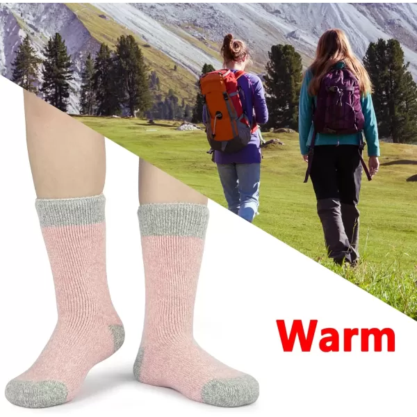 imageBomKinta Women Thermal Socks  Thick Boot Sock Warm Winter Crew Socks  Cozy Soft Christmas Socks Size 5101 Pair  Pink
