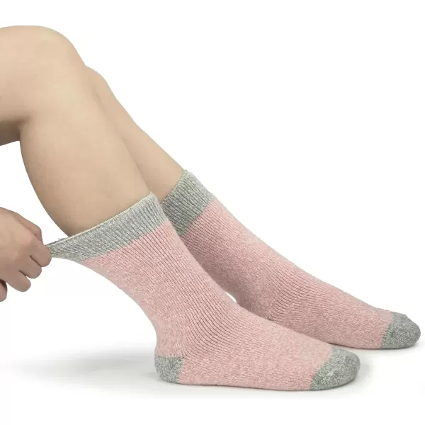 imageBomKinta Women Thermal Socks  Thick Boot Sock Warm Winter Crew Socks  Cozy Soft Christmas Socks Size 5101 Pair  Pink