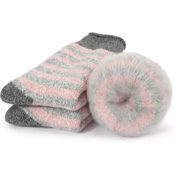 imageBomKinta Women Thermal Socks  Thick Boot Sock Warm Winter Crew Socks  Cozy Soft Christmas Socks Size 5101 Pair  Striped Pink
