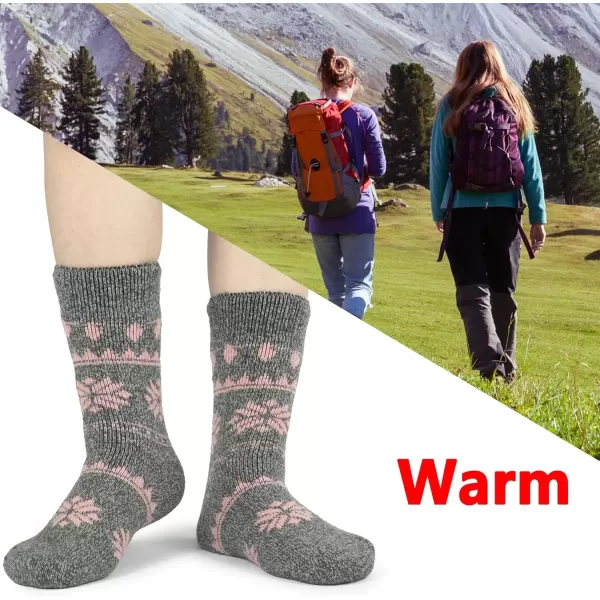 imageBomKinta Women Thermal Socks  Thick Boot Sock Warm Winter Crew Socks  Cozy Soft Christmas Socks Size 5102 Pairs  Christmas Pink Christmas Black