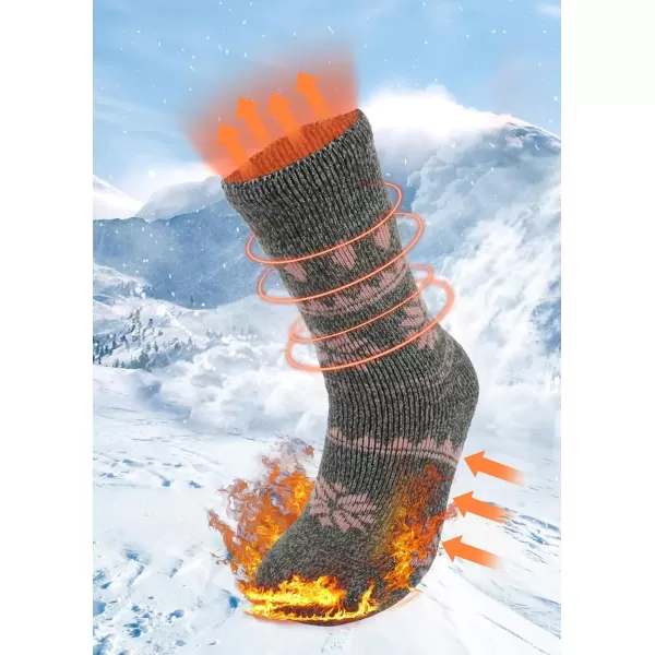 imageBomKinta Women Thermal Socks  Thick Boot Sock Warm Winter Crew Socks  Cozy Soft Christmas Socks Size 5102 Pairs  Christmas Pink Christmas Black