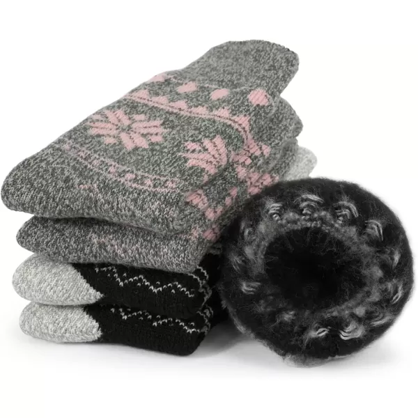 imageBomKinta Women Thermal Socks  Thick Boot Sock Warm Winter Crew Socks  Cozy Soft Christmas Socks Size 5102 Pairs  Christmas Pink Christmas Black