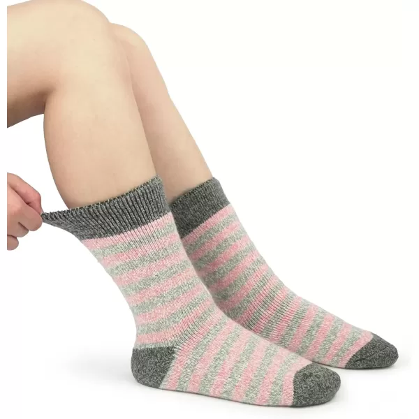imageBomKinta Women Thermal Socks  Thick Boot Sock Warm Winter Crew Socks  Cozy Soft Christmas Socks Size 5102 Pairs  Striped Pink Christmas Pink