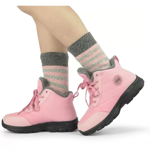 imageBomKinta Women Thermal Socks  Thick Boot Sock Warm Winter Crew Socks  Cozy Soft Christmas Socks Size 5102 Pairs  Striped Pink Christmas Pink