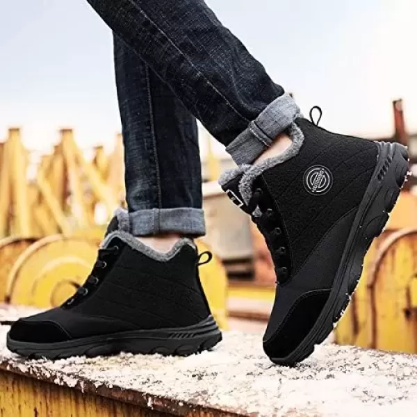 imageBomKinta Womens Snow Boots Keep Warm AntiSlip Soft Sole Warm Fur Lined Winter Ankle BootiesBlack