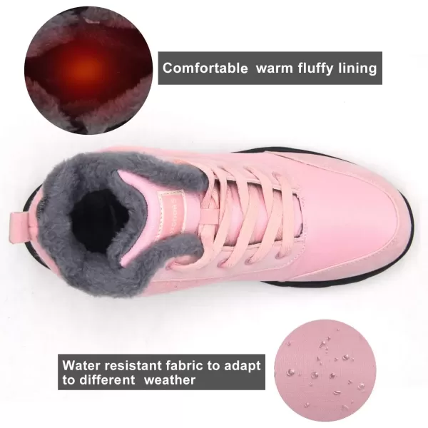 imageBomKinta Womens Snow Boots Keep Warm AntiSlip Soft Sole Warm Fur Lined Winter Ankle BootiesPink