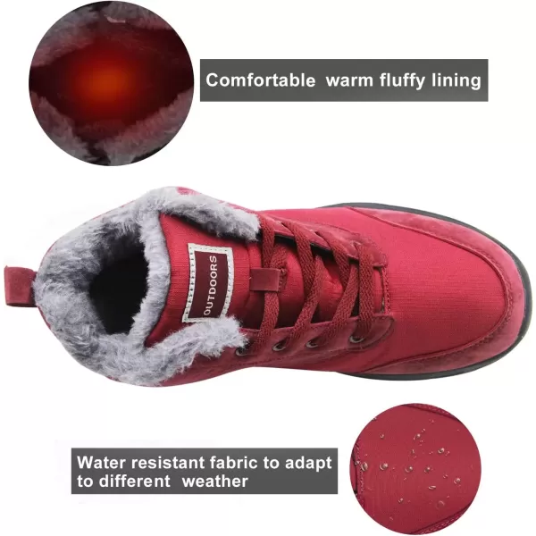 imageBomKinta Womens Snow Boots Keep Warm AntiSlip Soft Sole Warm Fur Lined Winter Ankle BootiesRed