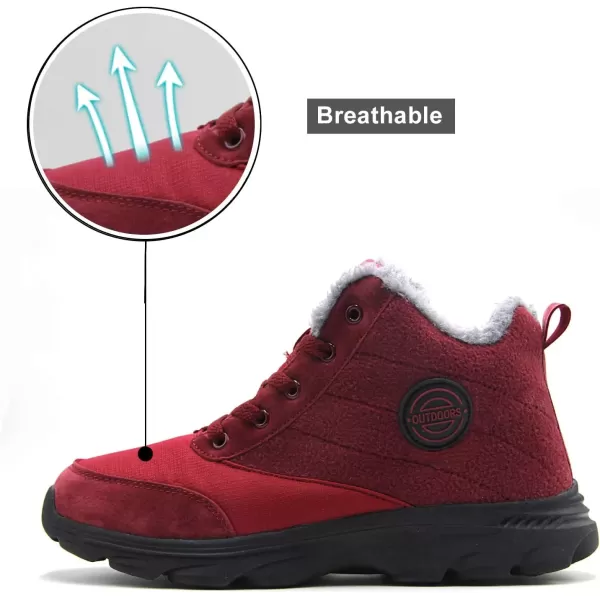 imageBomKinta Womens Snow Boots Keep Warm AntiSlip Soft Sole Warm Fur Lined Winter Ankle BootiesRed