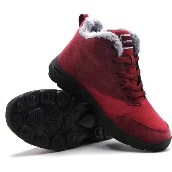 imageBomKinta Womens Snow Boots Keep Warm AntiSlip Soft Sole Warm Fur Lined Winter Ankle BootiesRed