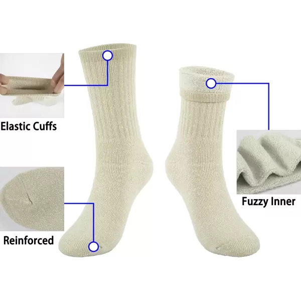 imageBomKinta Wool Socks for Women  Merino Warm Boot Hiking Socks  Thermal Crew Socks for Winter Outdoor Working Size 5113 Pairs  Beige  Beige  Beige