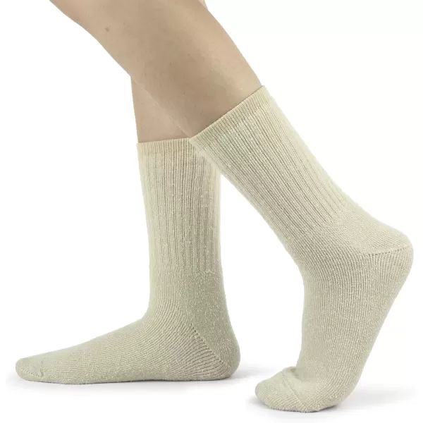 imageBomKinta Wool Socks for Women  Merino Warm Boot Hiking Socks  Thermal Crew Socks for Winter Outdoor Working Size 5113 Pairs  Beige  Beige  Beige