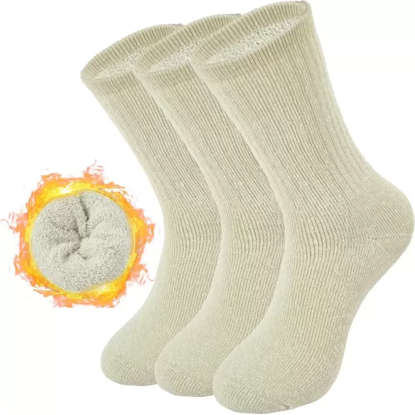 imageBomKinta Wool Socks for Women  Merino Warm Boot Hiking Socks  Thermal Crew Socks for Winter Outdoor Working Size 5113 Pairs  Beige  Beige  Beige