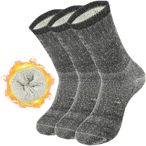 imageBomKinta Wool Socks for Women  Merino Warm Boot Hiking Socks  Thermal Crew Socks for Winter Outdoor Working Size 5113 Pairs  Black  Black  Black