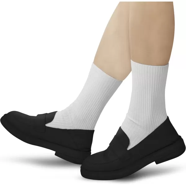 imageBomKinta Calf Socks for Women  Thin Solid Cotton Crew Socks  Casual Cute Above Ankle Socks6 Pairs White