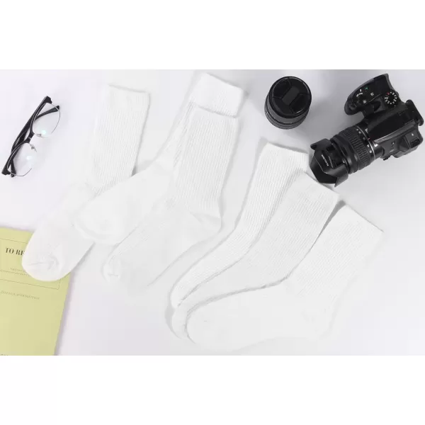imageBomKinta Calf Socks for Women  Thin Solid Cotton Crew Socks  Casual Cute Above Ankle Socks6 Pairs White
