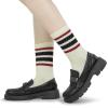 imageBomKinta Striped Crew Socks Women  Retro Novelty Socks  Stretchy Casual Athletic Cotton Sock Size 5112 Pairs  Beige Mix Color 1