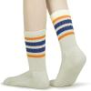 imageBomKinta Striped Crew Socks Women  Retro Novelty Socks  Stretchy Casual Athletic Cotton Sock Size 5113 Pairs  Beige Mix Color 3