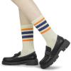 imageBomKinta Striped Crew Socks Women  Retro Novelty Socks  Stretchy Casual Athletic Cotton Sock Size 5113 Pairs  Beige Mix Color 3