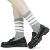 imageBomKinta Striped Crew Socks Women  Retro Novelty Socks  Stretchy Casual Athletic Cotton Sock Size 5113 Pairs  Black White Grey