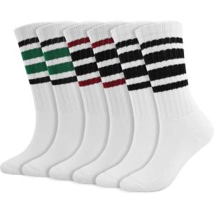 imageBomKinta Striped Crew Socks Women  Retro Novelty Socks  Stretchy Casual Athletic Cotton Sock Size 5113 Pairs  White Mix Color 2