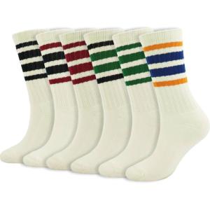 imageBomKinta Striped Crew Socks Women  Retro Novelty Socks  Stretchy Casual Athletic Cotton Sock Size 5116 Pairs  Beige Mix Color 5