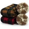 imageBomKinta Fuzzy Socks Women  Winter House Slipper Sock  Cozy Thick Warm Sleeping Socks Size 5103 Pairs Checkered Red Khaki Yellow