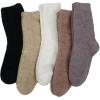 imageBomKinta Fuzzy Socks Women  Winter House Slipper Sock  Cozy Thick Warm Sleeping Socks Size 5105 Pairs Black White Khaki Red Brown Brown