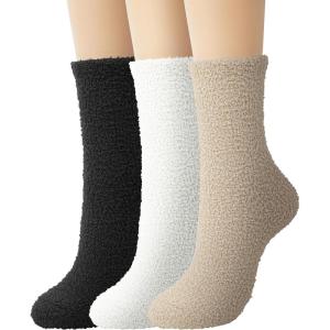 imageBomKinta Fuzzy Socks Women  Winter House Slipper Sock  Cozy Thick Warm Sleeping Socks Size 5103 Pairs Black White Khaki