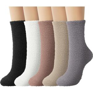imageBomKinta Fuzzy Socks Women  Winter House Slipper Sock  Cozy Thick Warm Sleeping Socks Size 5105 Pairs Black White Khaki Red Brown Brown