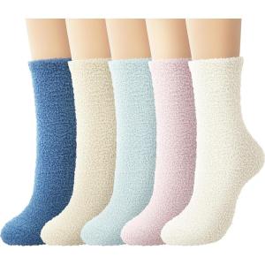 imageBomKinta Fuzzy Socks Women  Winter House Slipper Sock  Cozy Thick Warm Sleeping Socks Size 5105 Pairs Navy Blue Light Khaki Green Pink Beige