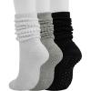 imageBomKinta Pilates Socks with Grips for Women  Yoga Grippy Slouch Scrunch Sock  Slipper Socks for Barre Workout Hospital3 Pairs  Black White Grey