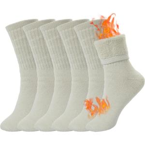 imageBomKinta Wool Hiking Socks Women  Merino Thick Warm Thermal Boot Socks  Winter Cozy Crew Sock Size 5113 Pairs  White  White  White